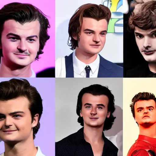 Image similar to joe keery, stranger things actor, anime, jojo's bizarre adventures, epic, steve harrington