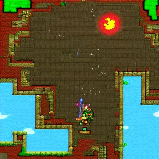 Prompt: terraria in the style of dark souls