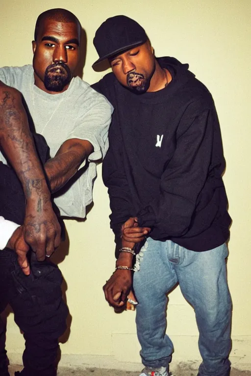 Image similar to kanye west hanging out with tupac shakur