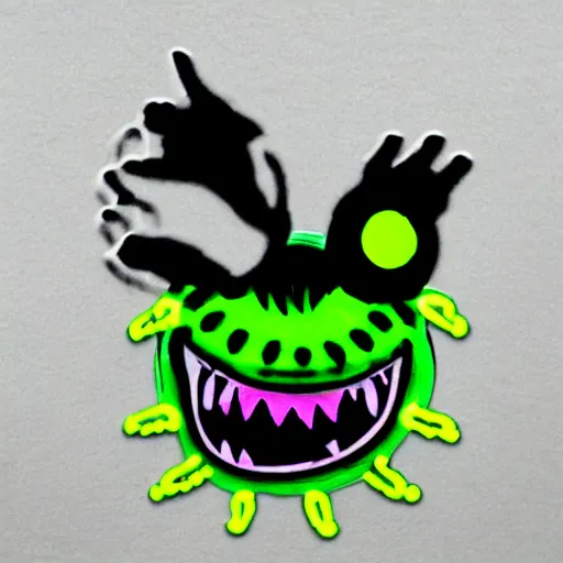 Prompt: a cute neon punky monster
