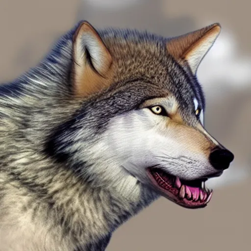 Image similar to half wolf ((half shark))