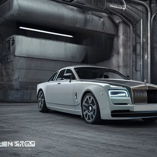 Image similar to 3 d octane render, super detailed, ray tracing, high quality, super realistic, cyberpunk rolls royce.