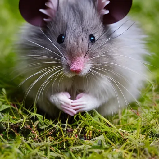 Prompt: real fluffal mouse in scary photo, 8 k, realsitic