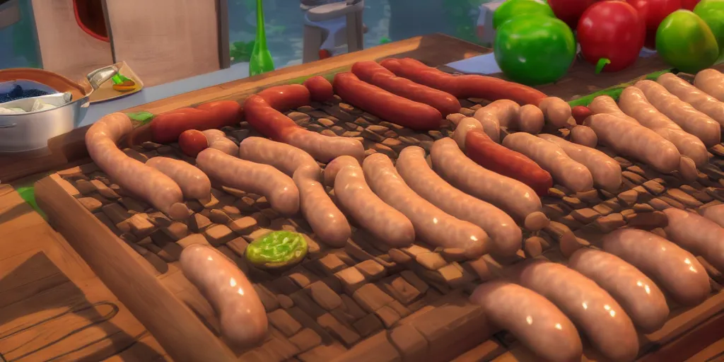 Prompt: sausage party inside sims 4. Octane render, 4k, 8k, unreal 5, very detailed, hyper realism, trending on artstation.