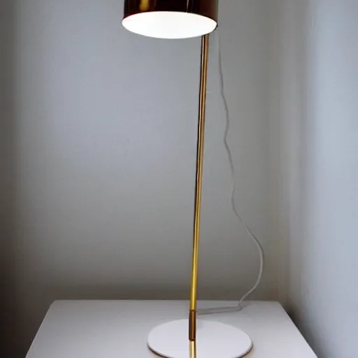 Prompt: !!! very coherent!!! golden minimalistic 2 d lamp in empty room