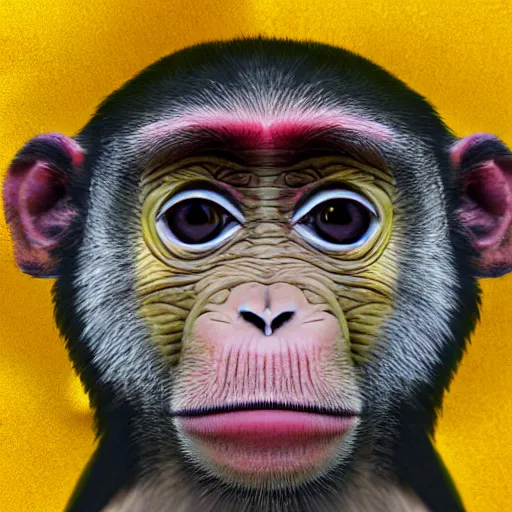 Image similar to a monkey wearing a yellow kimono, 8 k