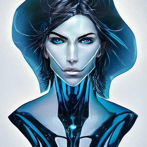 Image similar to woman portrait made out of ice, beautiful, cyborg, comic book art