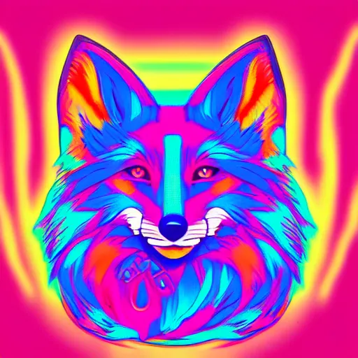 Prompt: vaporwave fox, digital art