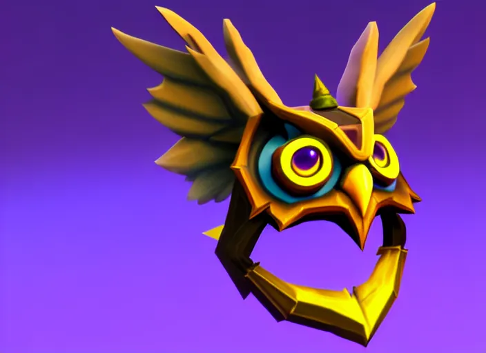 Prompt: owl head, stylized stl, 3 d render, activision blizzard style, hearthstone style, spyro style