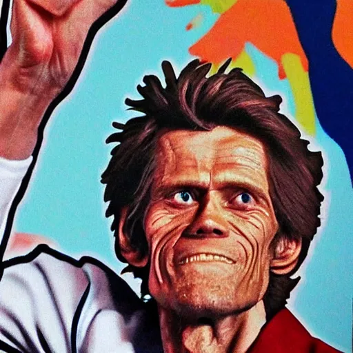 Image similar to willem dafoe on the top of a pez dispencer, detailed