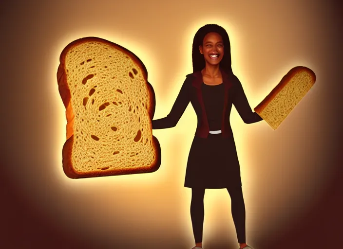 Image similar to a human bread toast hybrid character in front of a podium, digital fantasy art