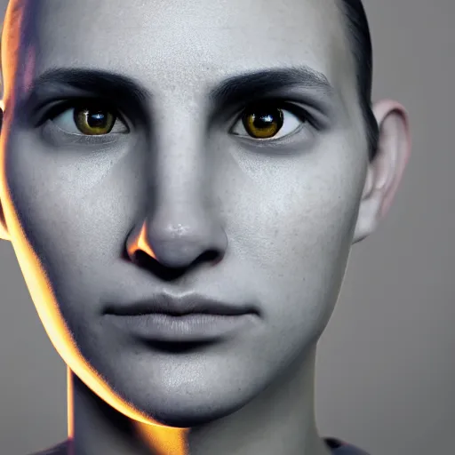 Image similar to headshot portrait of person holding hyperrealistic human eye in mouth, closeup, hyperrealistic, extreme detail, ray tracing, octane render