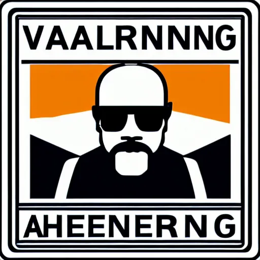 Image similar to warning sign with a vector graphic of heisenberg,