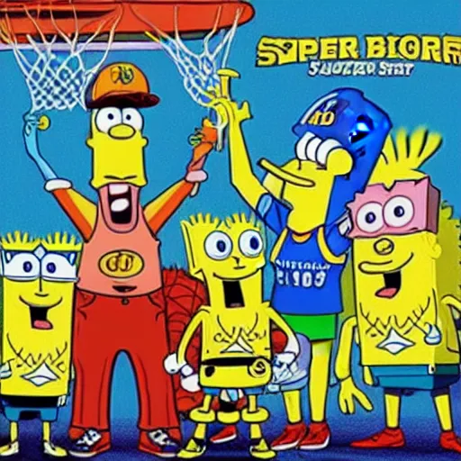 Prompt: stephen curry as a spongebob character drawn in super high resolution, hanging out with the other characters in the show