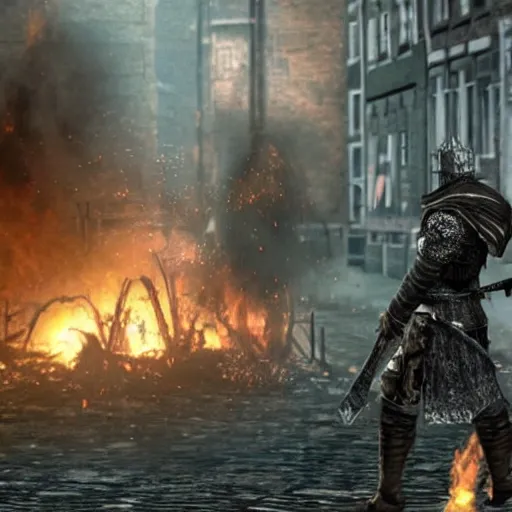 Prompt: dark souls in 1 9 8 0 liverpool riots