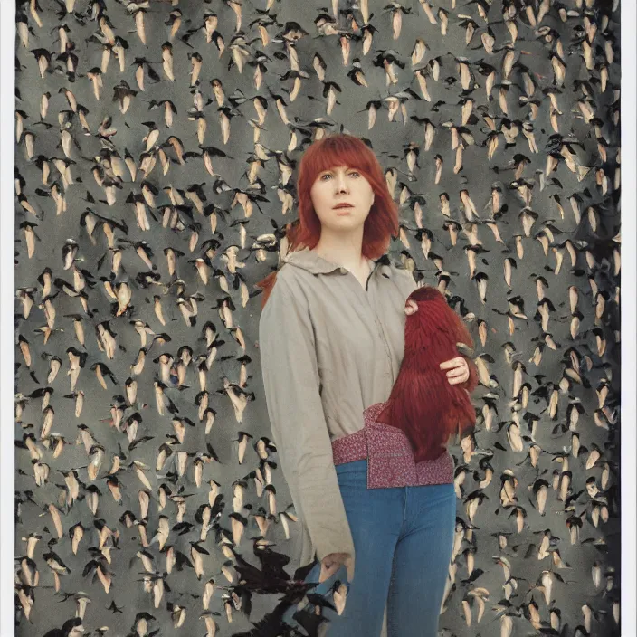 Prompt: a woman surrounded by birds, in a strip mall, color photograph, by john william waterhouse, canon eos c 3 0 0, ƒ 1. 8, 3 5 mm, 8 k, medium - format print