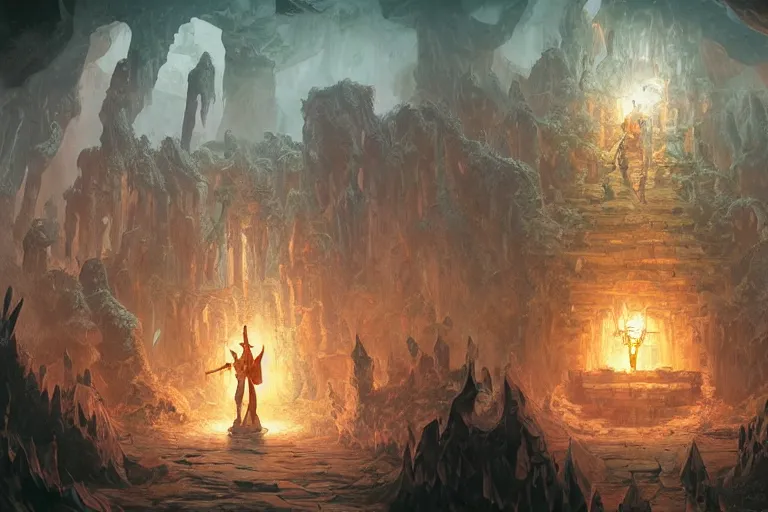 Prompt: point perspective dungeon dangerous fantasy dungeon the humble worshippers of the god of ices must bloom a farm for days and days. They have special swords they use in their ceremonies.,by artgerm and Craig Mullins, James Jean, Andrey Ryabovichev, Mark Simonetti and Peter Morbacher 16k