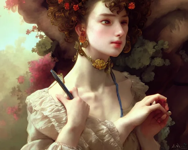 Image similar to photography of jean - antoine watteau, deep focus, d & d, fantasy, intricate, elegant, highly detailed, digital painting, artstation, concept art, matte, sharp focus, illustration, hearthstone, art by artgerm and greg rutkowski and alphonse mucha