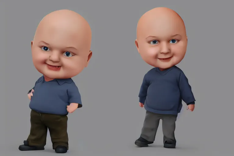 Image similar to bobby hill chibi, photorealistic 3 d render