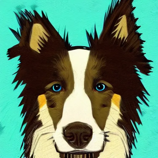 Image similar to a border collie by vincent van gogh, digital art, trending on artstation