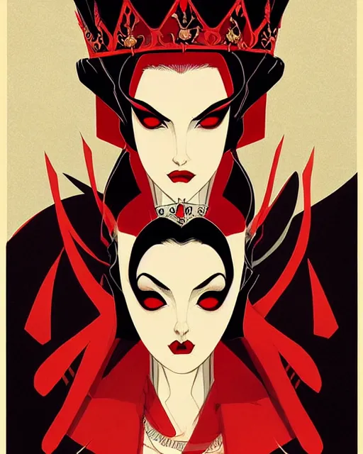 Image similar to beautiful vampire queen with crown, symmetrical face, evil, portrait, cinematic, dramatic, powerful, super detailed and intricate, by koson ohara, by darwyn cooke, by greg rutkowski, by satoshi kon