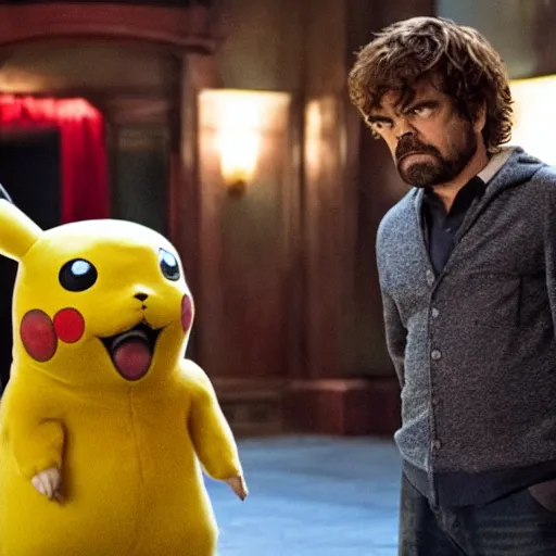 Prompt: pikachu the movie with peter dinklage in the main role