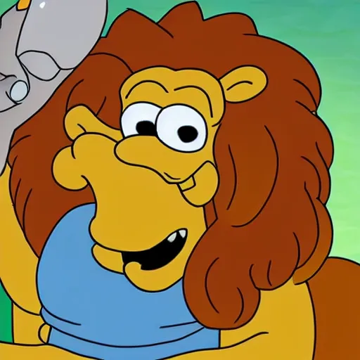 Prompt: cute drawing of a lion in the simpson series