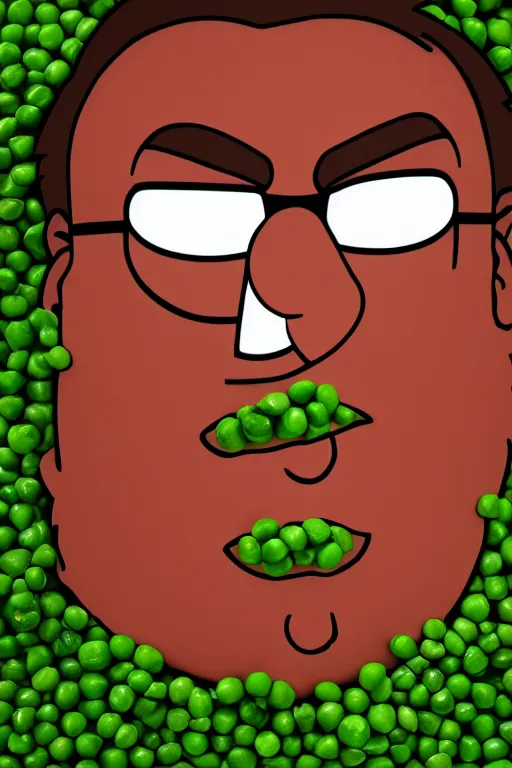 Image similar to 📷 peter griffin is pea, made of food, head portrait, dynamic lighting, 4 k