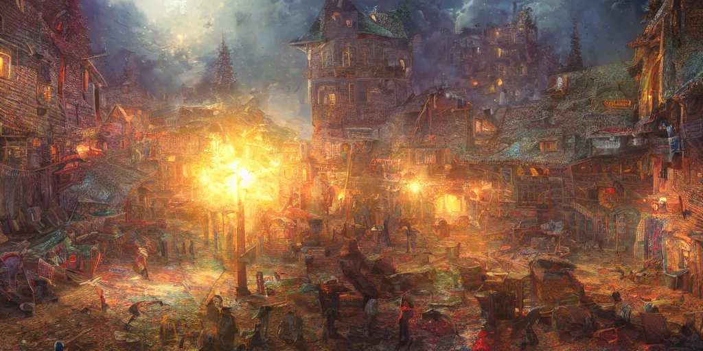 Image similar to and when this happens, and when we allow freedom ring, when we let it ring from every village and every hamlet, from every state and every city, ultrafine highly detailed hyper colorful illustration, sharp focus, rozalski, unreal engine highly rendered, global illumination, radiant light, intricate and detailed environment