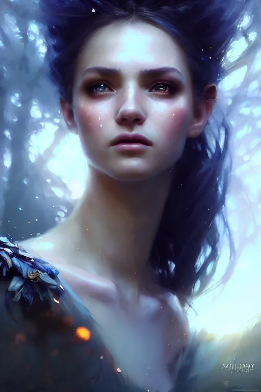 Image similar to cinematic shot of an epic portrait of a fairy dressed in military clothes, shiny skin, beautiful eyes, beautiful, small details, night setting, realistic poster with volumetric light from craig mallism, artgerm, jeremy lipkin and michael garmash, unreal engine, radiant light, detailed and complex environment, digital art, trends at art station, a masterpiece