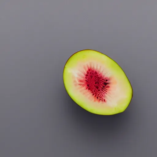 Prompt: centered hyper-realistic single piece of fruit, gray background