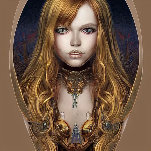 Prompt: a digital art ultra detailed from a portrait of beautiful demon girl with long golden hair by Waya Steurbaut