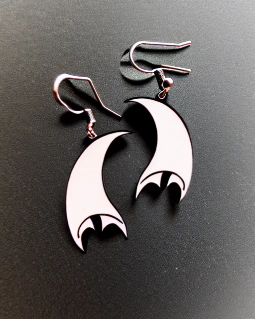 Image similar to spooky cartoon bat, 2 d lasercut earrings,