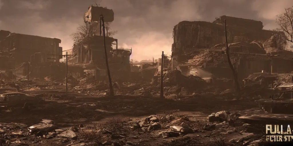 Prompt: fallout concept art new reno render dramatic lighting unreal engine 5