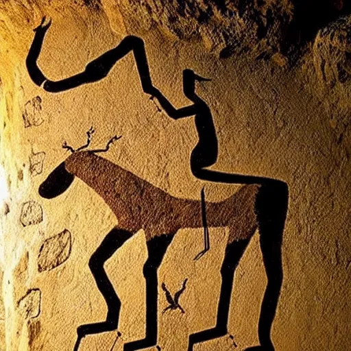 Image similar to great totem, paleolithic cave art