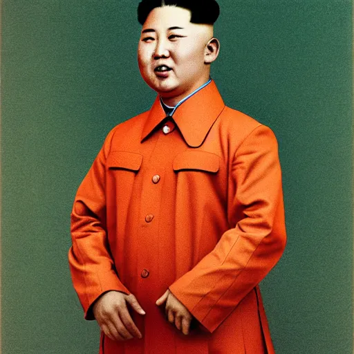 Image similar to realistic concept art photography by araki nobuyoshi of smiling north korean kim chen wearing ukrainian traditional shirt designed by taras shevchenko.