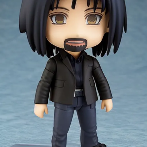 Prompt: keanu reeves! as nendoroid!, background matrix movie, kodak film