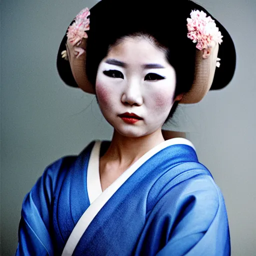 Image similar to portrait of a beautiful geisha, photograph by steve mccurry