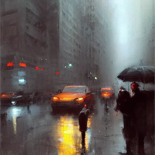 Image similar to rainy day in new york city painting by jeremy mann