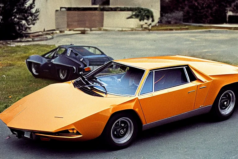 Prompt: 1969 Lamborghini LP400, movie still, speed, cinematic Eastman 5384 film