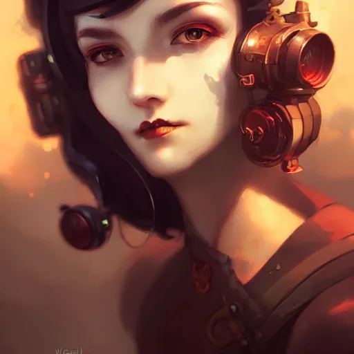 Image similar to portrait of a beautiful dieselpunk woman, by guweiz and wlop and artgerm