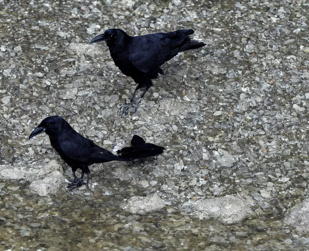 Image similar to Raven drinking water from a river