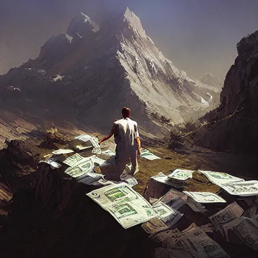 Prompt: mountain of cash, craig mullins