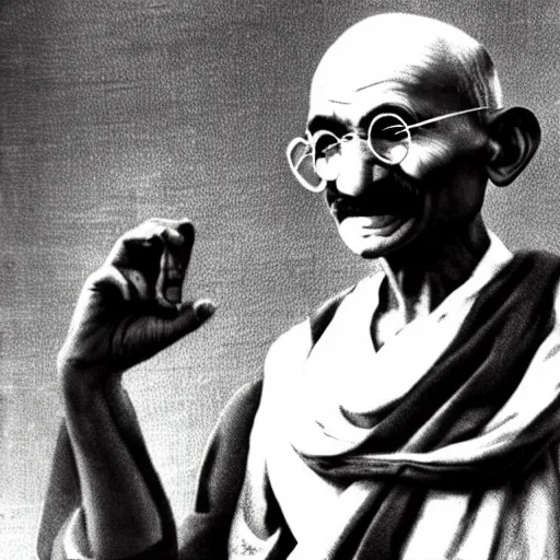 Prompt: Mahatma gandhi in a rap battle