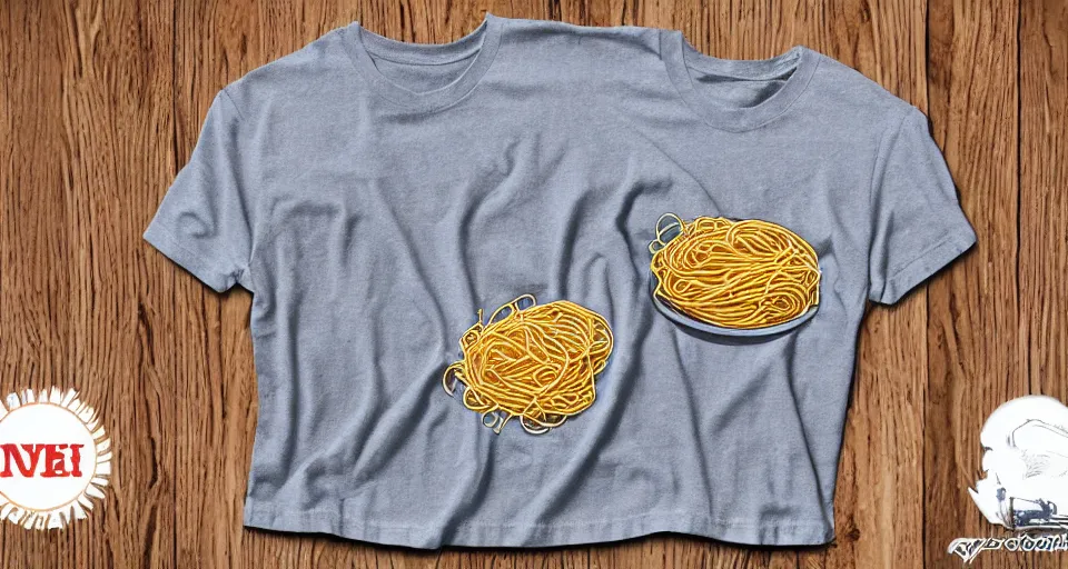 Image similar to spaghetti makes you forgetti your regretti, novelty tshirt