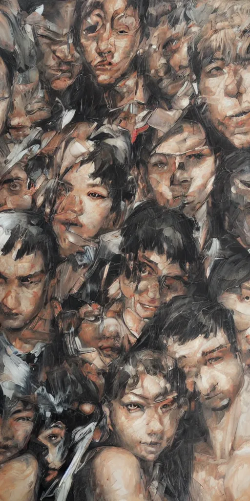 Prompt: oil painting scene from wall full of portraits art by kim jung gi