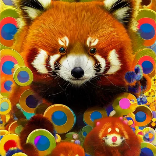 Image similar to red panda by takashi murakami,, beeple and james jean, aya takano color style, 4 k, super detailed, night sky, digital art, digital painting, celestial, majestic, colorful