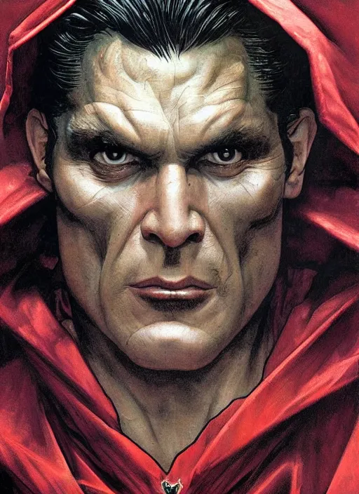 Image similar to renaissance grotesque portrait painting of old angry hernan drago as superman 2 0 7 7, sentry, superior, character redesign by lee bermejo and greg rutkowski and alphonse mucha