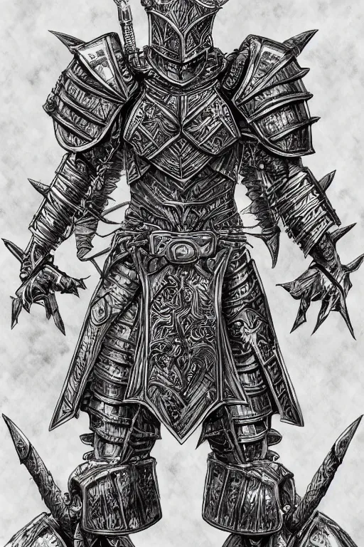 Prompt: armoured warrior, symmetrical, highly detailed, digital art, spine themed armour, sharp focus, trending on art station, kentaro miura manga art style