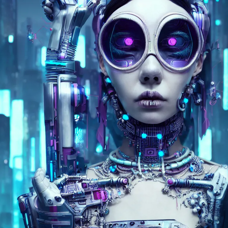 Image similar to futuristic cyberpunk tribal aprincess in skull mask symmetrical artwork by Tooth Wu and wlop and beeple. octane render, trending on artstation, greg rutkowski very coherent symmetrical artwork. cinematic, hyper realism, high detail, octane render, 8k